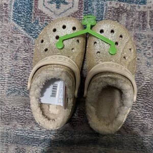 CROCS Glittery Gold Kids Slippers